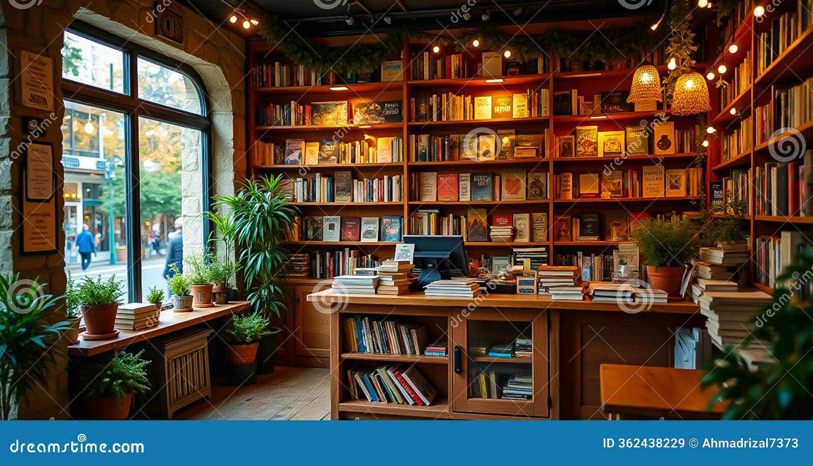 Cozy interior of Attic Books antiquarian bookstore in London Ontario with warm wooden shelves filled with rare books