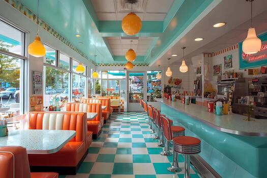 Classic retro diner interior with booths at Bon's Off Broadway