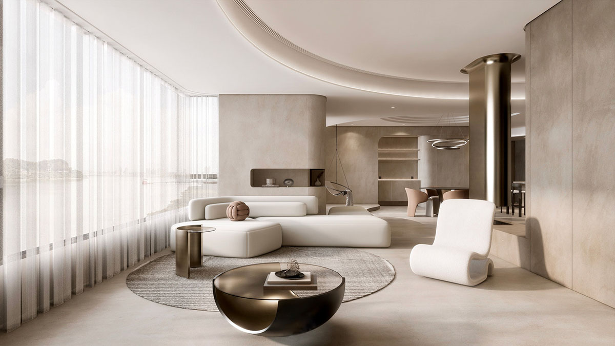 Luxury modern living room interior design by Christine Paradis