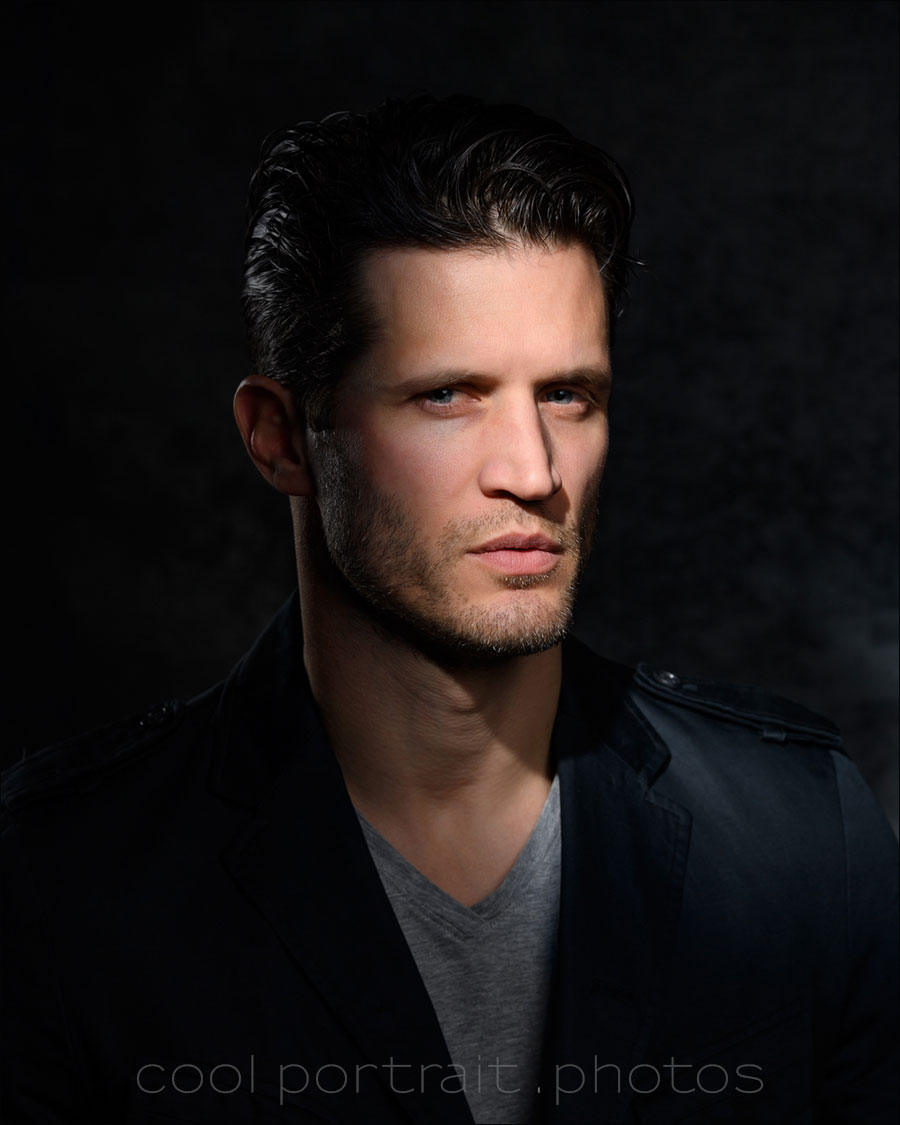 Dramatic portrait photography with professional studio lighting
