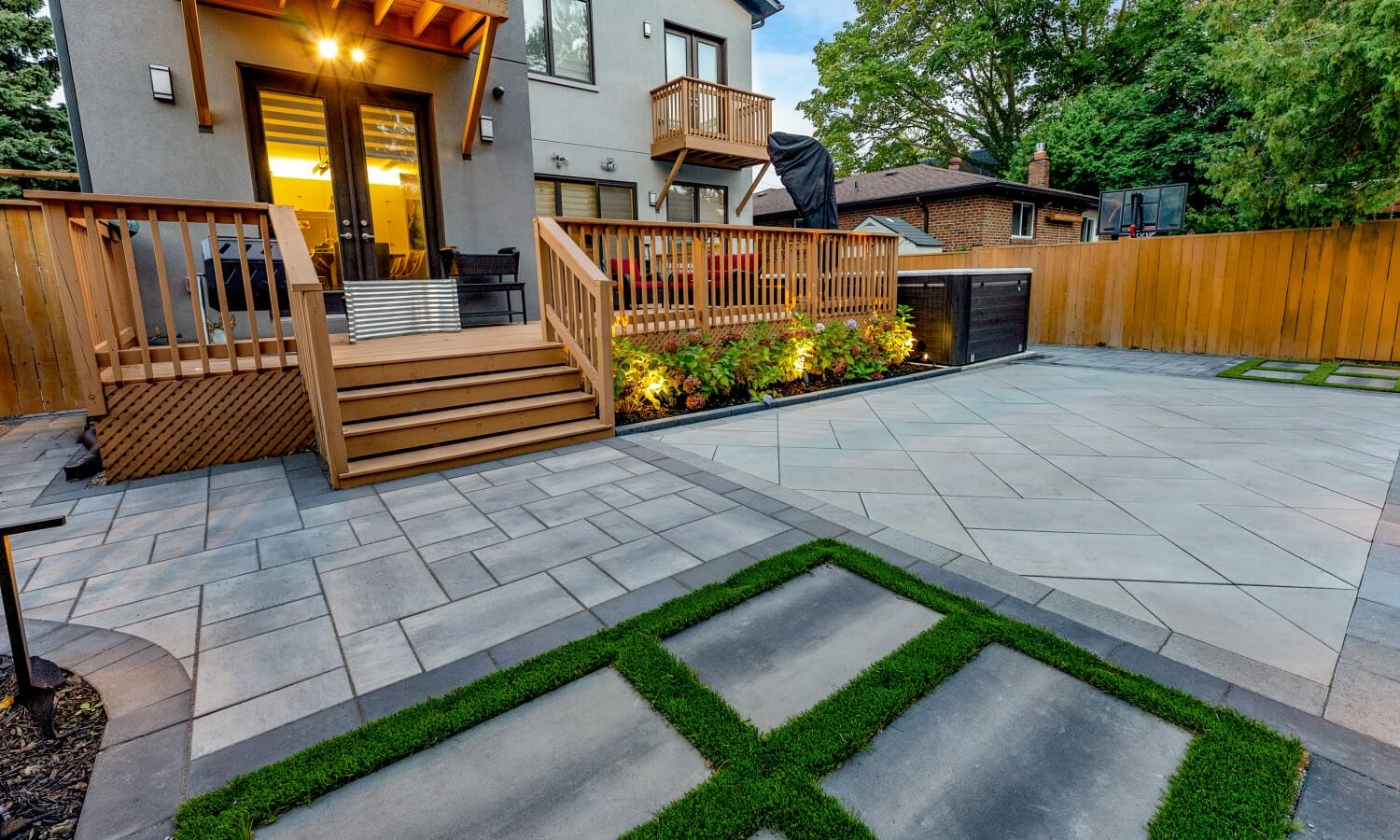 Beautiful interlocking patio and deck landscaping in Halifax