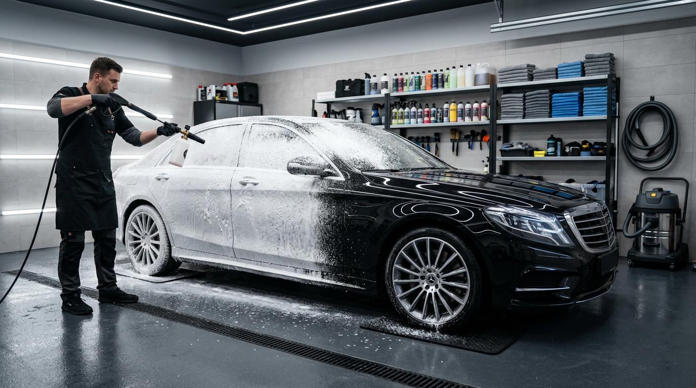 Premium car detailing in progress