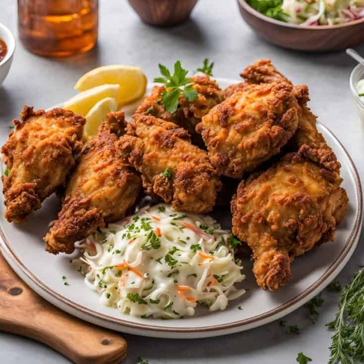 Crispy golden fried chicken plate at Downlow Chicken Shack