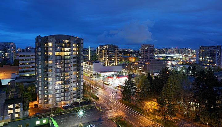 Richmond BC skyline at dusk
