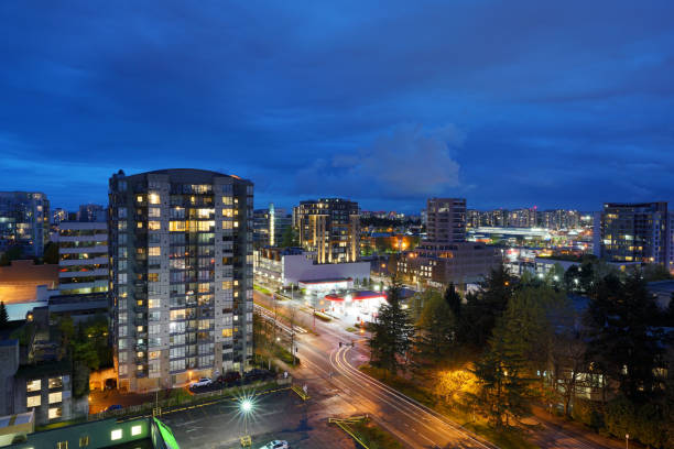 Richmond BC cityscape at dusk