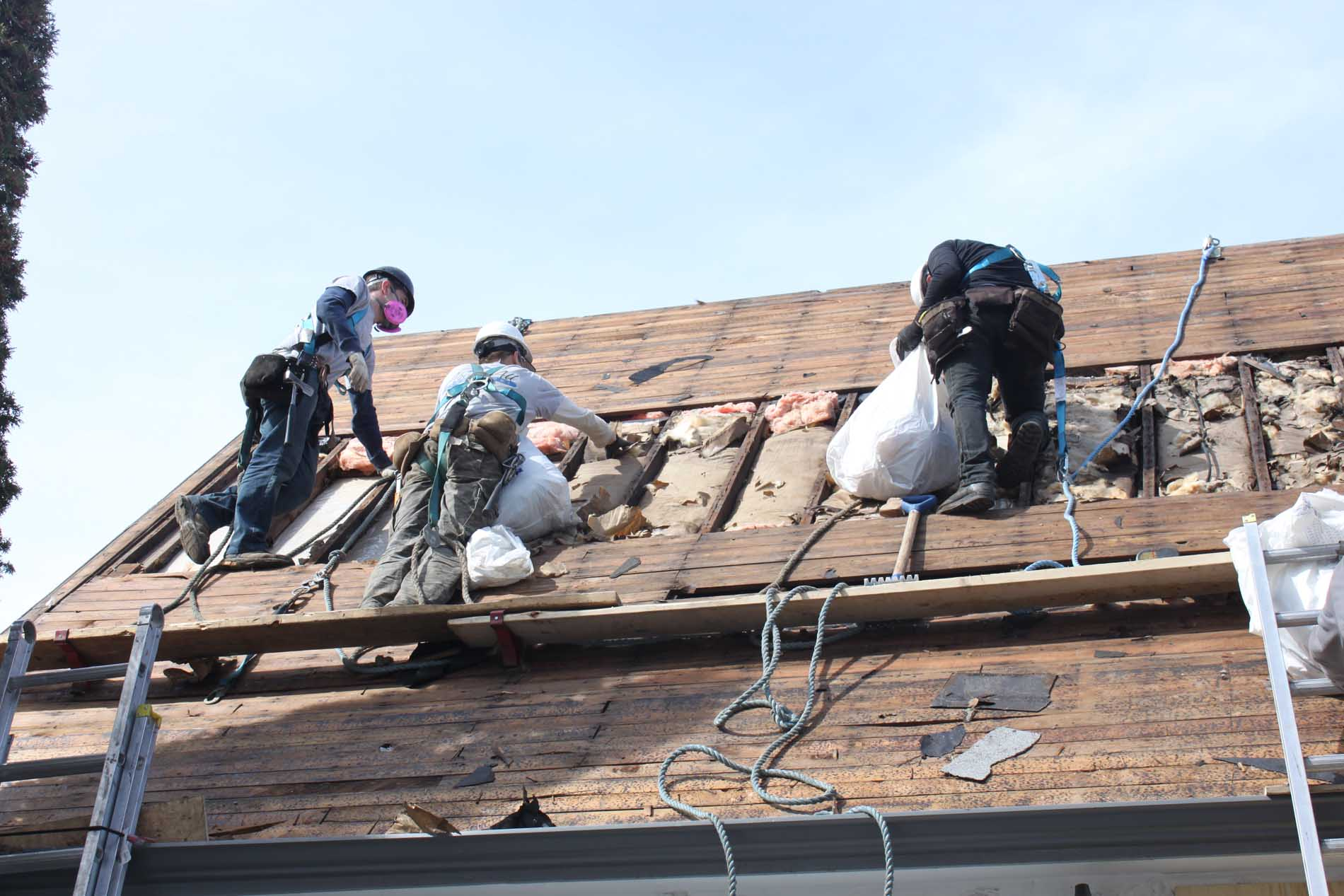 Roofing crew at work