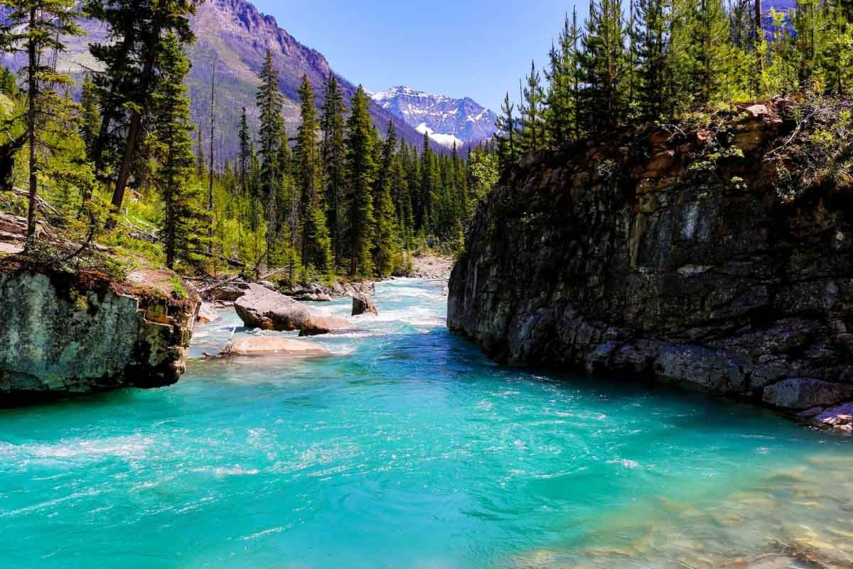 Kootenay mountains and river landscape