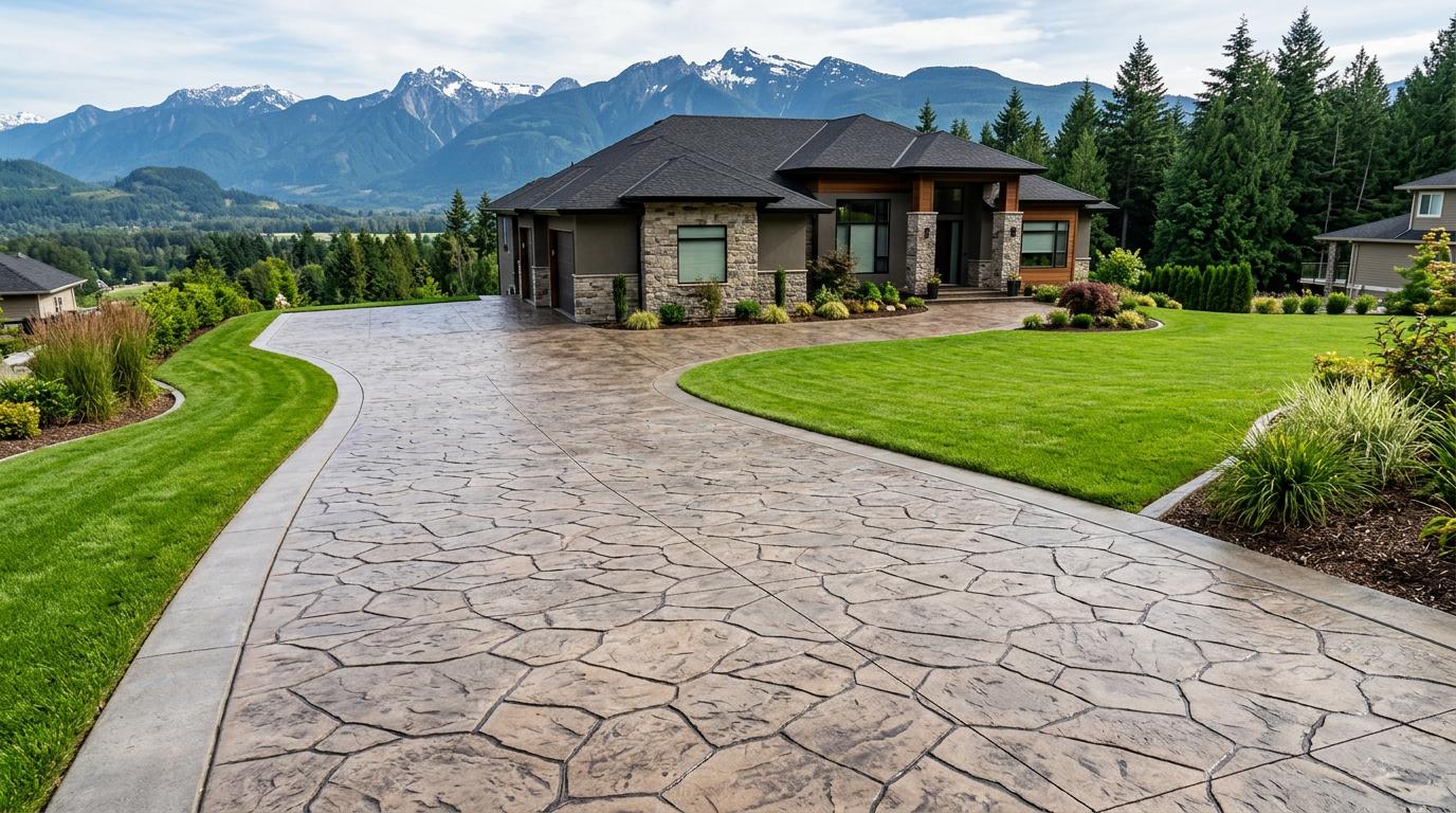 Stamped concrete driveway
