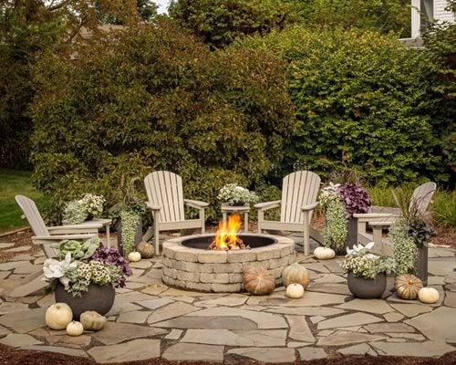 Beautiful stone patio and garden design