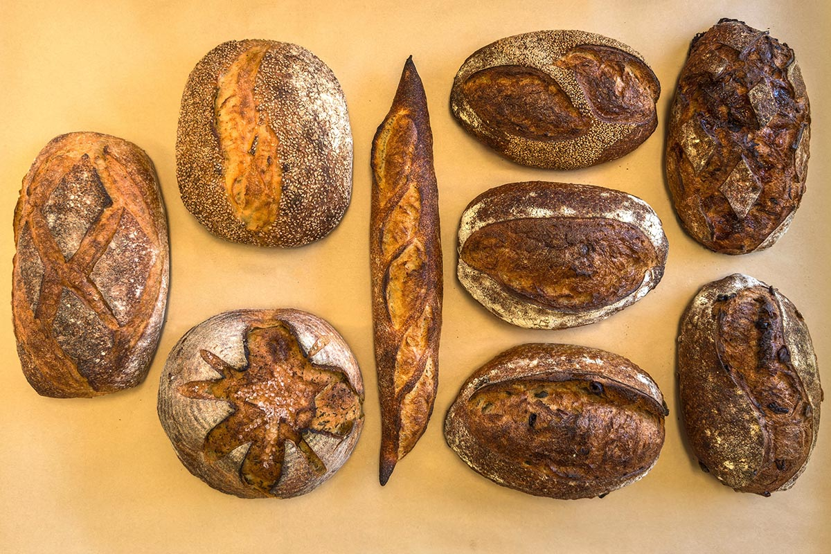 Fresh artisan bread loaves baked at Mothers Bakery