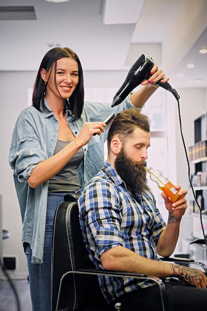 Professional stylist providing haircut service to a client