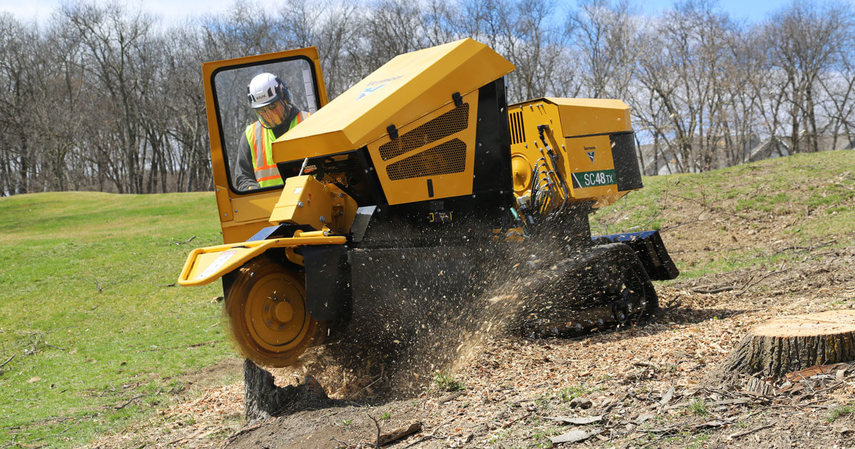 Stump grinding equipment in action