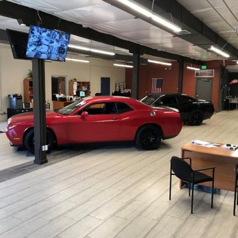 Car dealership showroom interior