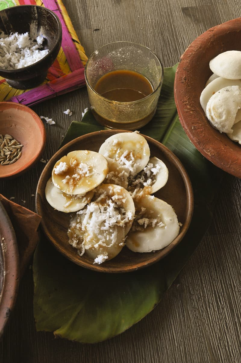 Traditional Bengali pitha with coconut and jaggery