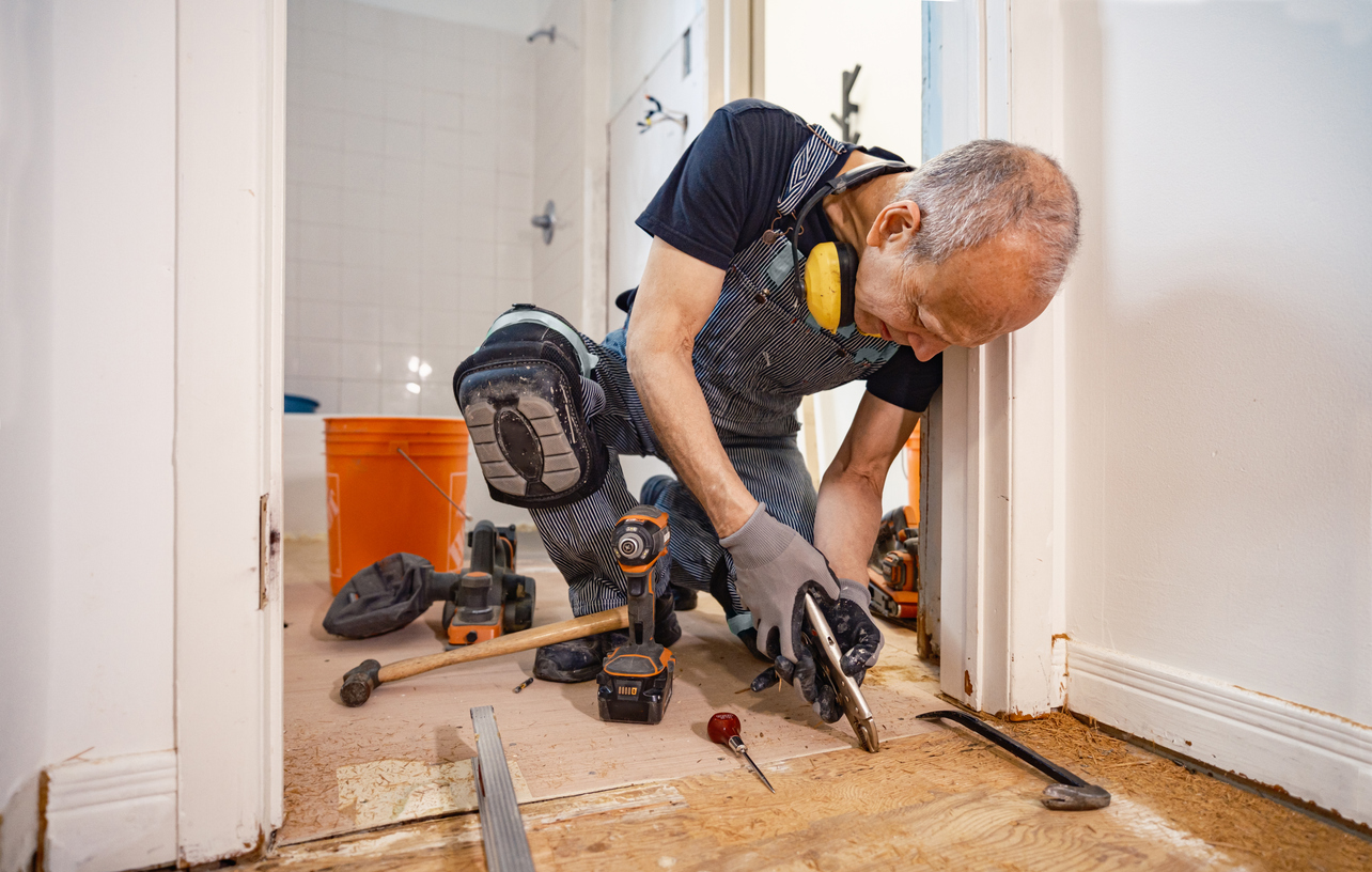 Handyman working on home renovation