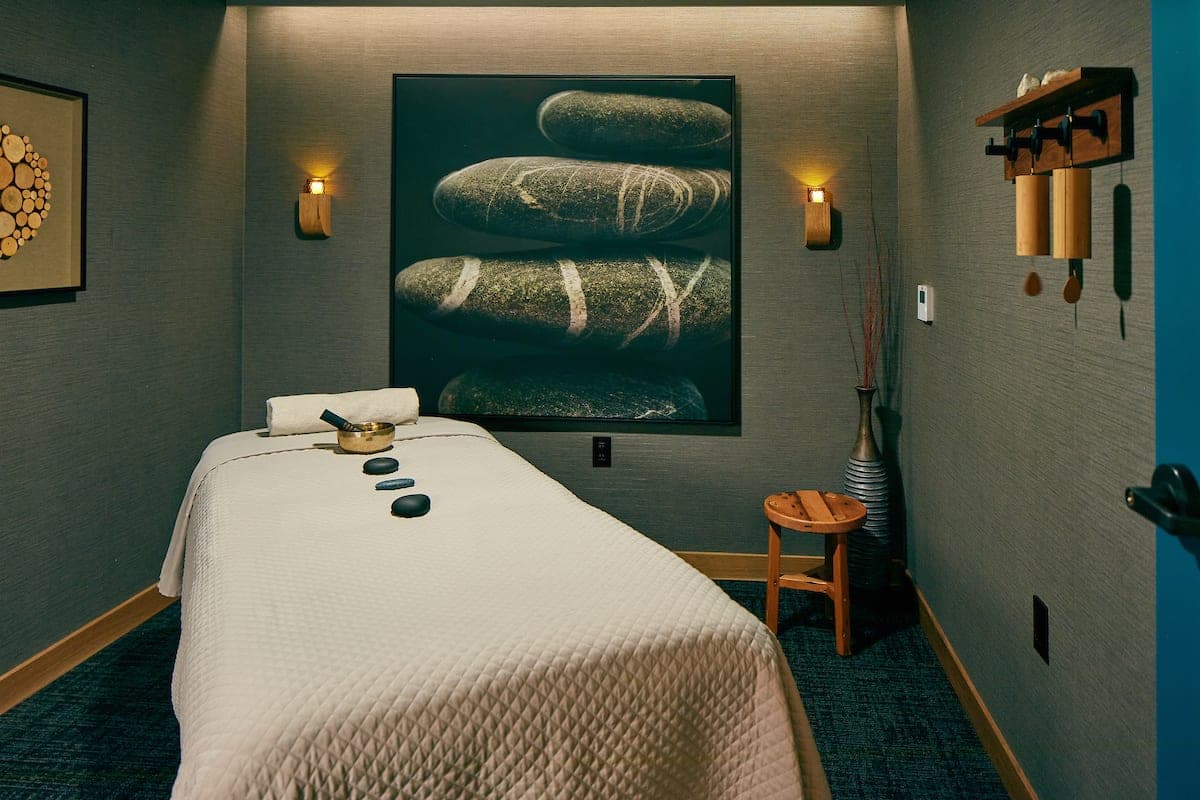 Calming massage treatment room at Premier Spa Boutique