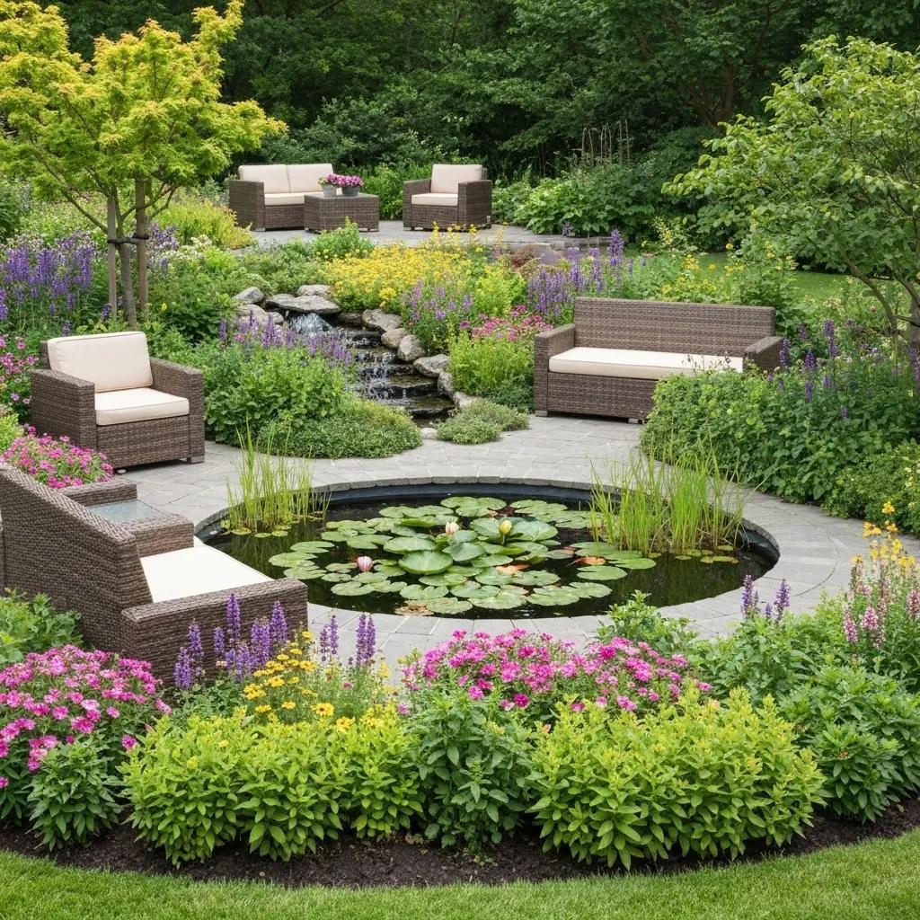 Beautiful lily pond garden