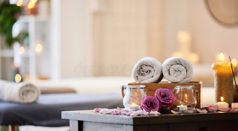 Spa candles and warm ambiance