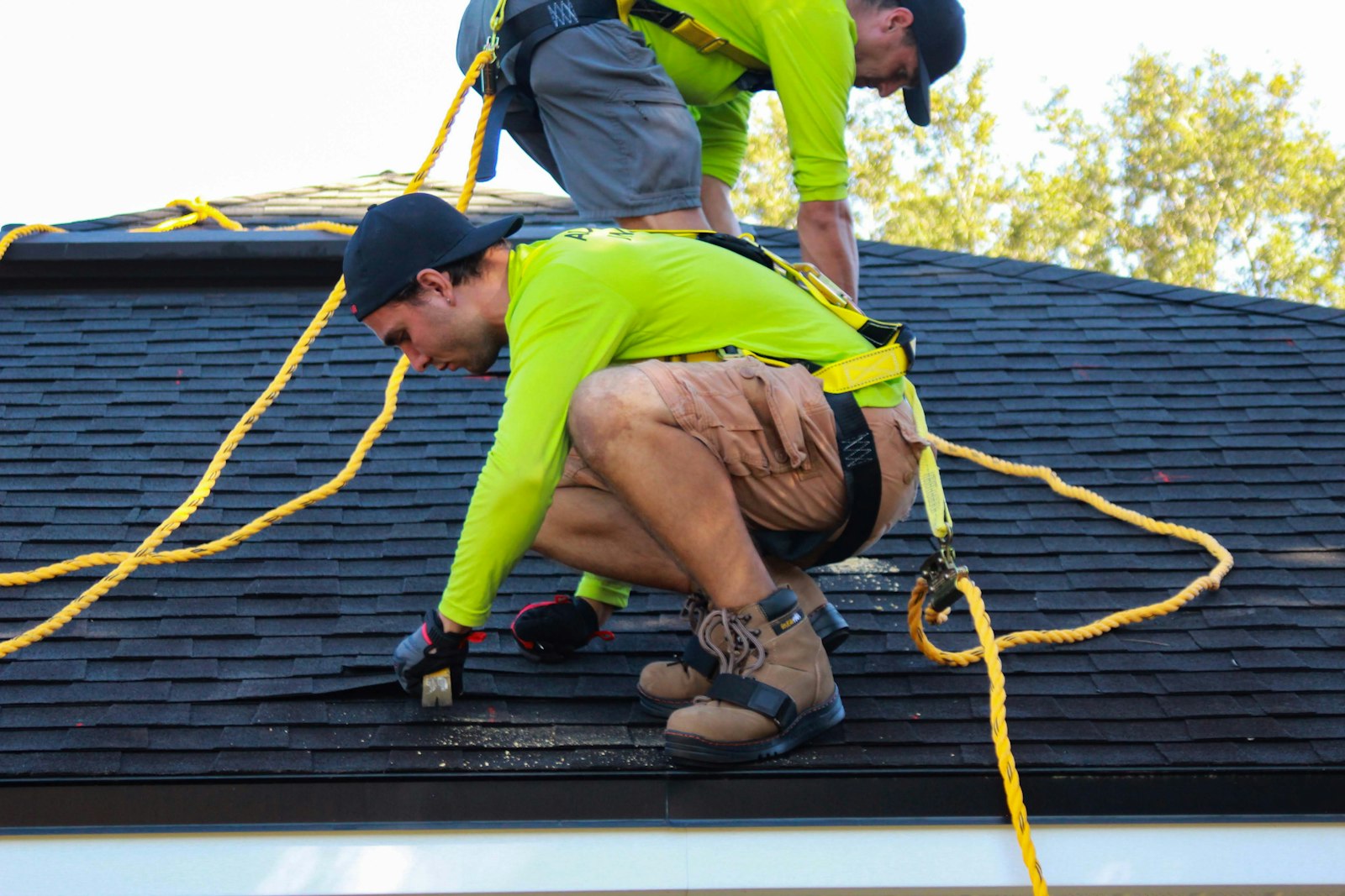Roofing crew installing a new roof