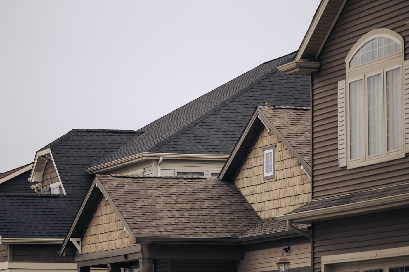 Asphalt shingle roofing on residential homes