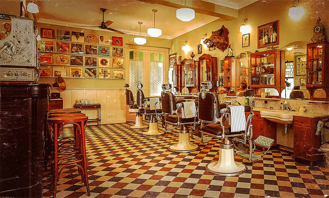 Classic barbershop interior with vintage chairs on Bathurst Street
