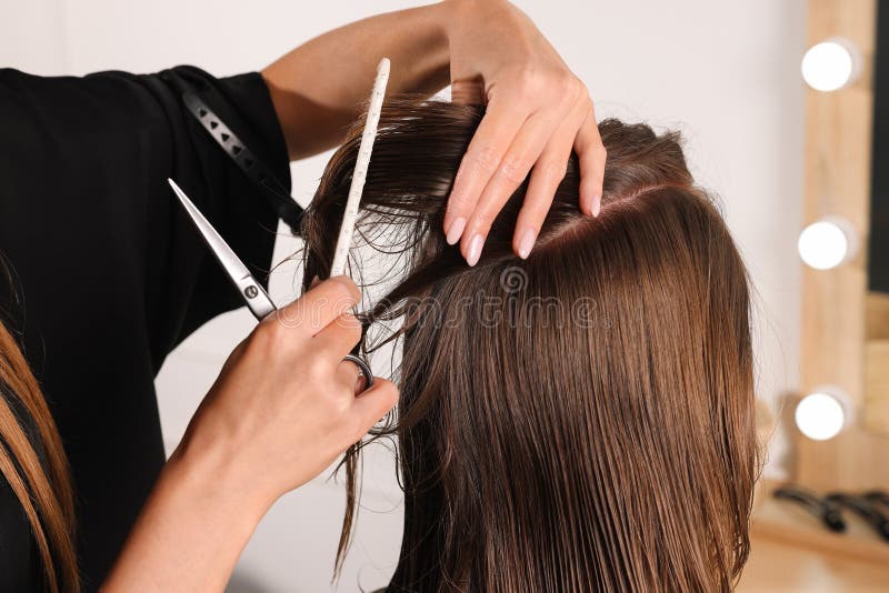 Professional hair stylist giving a precision haircut